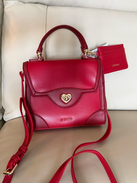 Brimeax – Women Medium red Top handle bag - ALDO Aldo Red Structured Leather Top-Handle Satchel with Cardholder